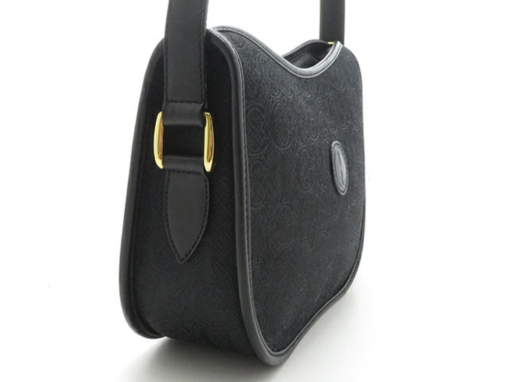 Gucci shoulder canvas trimmed circular leather black bag Black